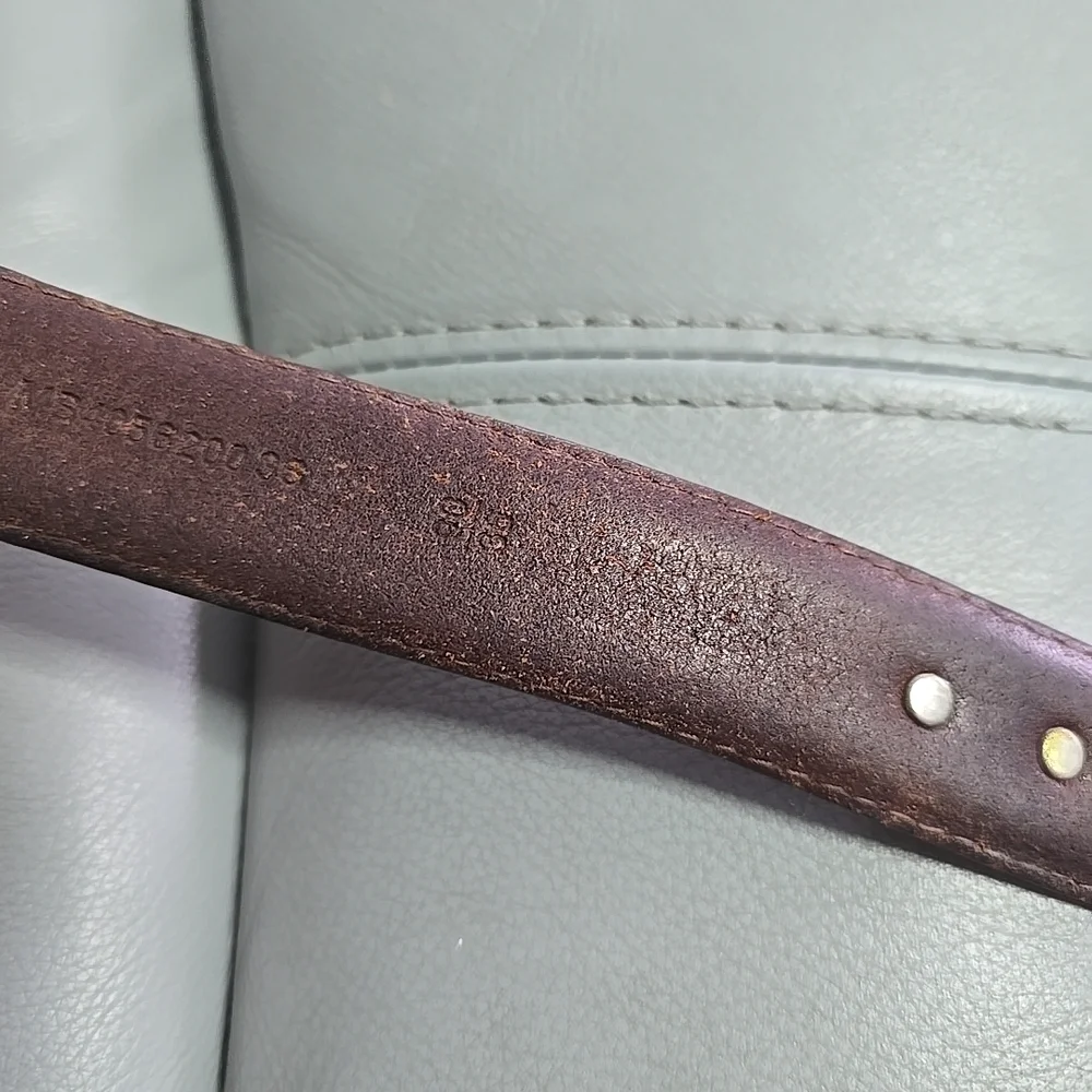 Vintage Fossil Italian‎ Full Grain Cowhide Brown Leather Golf Medallion Belt 36